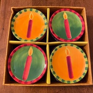 Department 56 Miniature 3.5” Christmas Holiday Candle Motif Numbered Plates